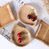 Plates Creative Small Wooden Dish Japanese Irregular Cooking Seasoning Household Cartoon Solid Color Plate Non-slip