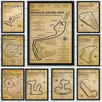 Pinturas 2022 Vintage F1 Formula Grand Track Edition Circuito de automóviles Coster Decoración Arte Decoración Canvas caseras