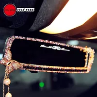 1pc Car Diamond Interior Rearview Mirror Bling Butterfly Flower Decoration for Girls Women Auto Accessories3282