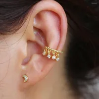 Backs Earrings Fashion Cute Earring Cuff Clip Gold Silver Color Charm CZ Mini Drop Round Bead Band No Pierced Ear Bone Elegance Women
