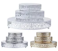 Other Bakeware 3pcs Gold Silver Metal Cake Stand Set Round Cupcake Wedding Birthday Party Celebration Dessert Pedestal Display Pla5335533