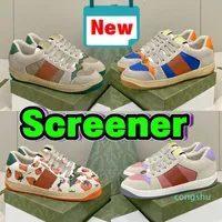 With Original Box GGs Sneakers SHOES Sneakers Shoes Classic Vintage Casual Dirty Leather Web Sneaker Beige Ebony Green Fuchsia Blue Vin NmPj