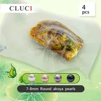 CLUCI 4pcs 78mm Round Saltwater in Quality Vacuum Packed Cultured Akoya Pearl Oysters T2005073177180