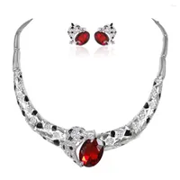 Collier Boucles d'oreilles Set Animals Femmes Leoprad Panther Chain de cou Crystal Jewelry Party Mangalsutra Collier Femme Collar Collar Gift