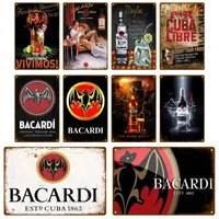 Bacardi Whiskey Metal Painting Poster Retro Tin Sign Plaque Metal Vintage Room Decoration Wall Decor Shabby Chic Plate Man Cave 20cmx30cm Woo