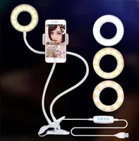 صور خاتم صور SELFIE SELFIE مع حامل الهاتف المحمول للهاتف المحمول لـ YouTube Live Stream Makeup Camera مصباح لـ iPhone Android