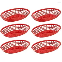Plates 6pcs Oval Plastic Fast Baskets Dishes And Sets Serving Tray Basket Bar Restaurant Supply Wholesale