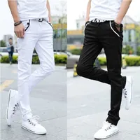 Jeans para hombres Moda al por mayor primavera de verano en casualidad blanca blanca ropa de sarga de sarga hombres pontallon homme pantalones de lápiz flacos 221109