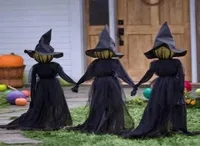 Halloween Lightup Witches with Stakes Decorations Outdoor Holding Hands تصرخ الساحرات صوت مستشعر مستشعر تنشيط Dropship H5462764