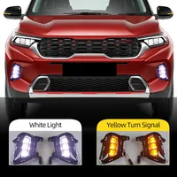 2pcs Autobeleuchtung für Kia Sonet 2020 2021 Auto Daytime Running Light Fog Light Lampe LEL DRL mit gelber Blinker2881