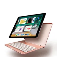 7 couleurs LED Backlit Aluminium Metal Wireless Bluetooth Clavier Bluetooth Clavier pour Apple iPad Pro 10 Tablet 5 pouces237T