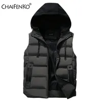 남성 조끼 Chaifenko 재킷 겨울 방수 따뜻한 민소매 패션 후드 캐주얼 가을 두껍게하는 양복 조끼 221109
