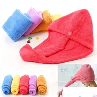 Shower Caps Microfiber Hair Towel Wrap Shower Caps Women Coral Fleece Super Absorbent Quick Dry Hairs Turban Drying Curly Long Thick Dhsge