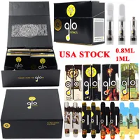 USA STOCK Newest GLO Vape Cartridges Empty 0.8ML 1ML Atomizers Ceramic Coil Vape Carts E Cigarettes Starter Kits Thick Oil Wax Vaporizers 510 Thread With 40 Flavors