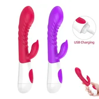 Massage G Spot Dildo Dual Vibration Rabbit Vibrator pour femmes Silicone imperméable Femme Vagina Clitoris Masseur Sex Toys For256i