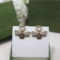 2021 new fashion Charm pearl Little bee pendant earring ladies gift wedding party jewelry high quality with box