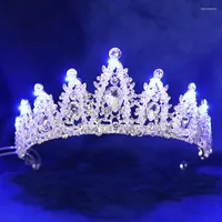 Hair Clips Wedding Luminous Crown For Bride LED Light Tiaras Party Accessories Handmade Rhinestone Bridal Crowns And Headpiece