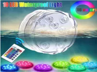 10 LED Controllata con remoto Underwater Light IP68 Waterproof RGB Multicolor Battery Battery Pool Submersible DECORAZIONE SUMSERSIBILE Lampada 6849358