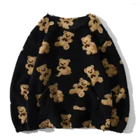 Men&#039;s Hoodies Laine D&#039;agneau Ours Imprimer Harajuku Sweat Capuche Hip Hop Streetwear Sherpa Hommes Femmes 2022 Hiver Coton
