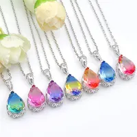 12 Pcs Colored New Pendants Luckyshine 925 sterling silver small and Pretty Bi colored Tourmaline Necklaces Pendant For Lady Party Gift2545