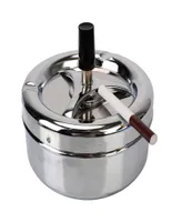 Cigarette Ash Tray For Home Office el Ashtray Press Rotating Lid Stainless Steel Spinning Plain 2205233476297