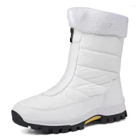 부츠 Moipheng Ankle Women Winter Waterproof Shoes 따뜻한 비 슬립 블랙 스노우 여성 레이스 업 플러스 크기 42 화이트