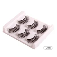 Natural Thick False Eyelashes with Glitter Powder Curly Crisscross Handmade Reusable Multilayer Mink Hair Sequined Fake Lashes Extensions Strip Eyelashes