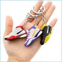 Keychains Lanyards New Style 3D Basketball Keychain Stereo Sneakers Keychains Pvc High Quality Fashion Pendant For Men Wome Drop D Dheiq