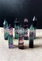 5Pcs Rainbow Fluorite Healing Crystal Grid Standing Point Faceted Prism Wand Carved Fluorite Quartz Tower Point Obelisk Reiki Ston9563848