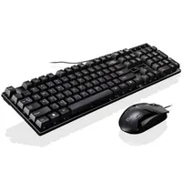 لوحة مفاتيح Office Wired Wired و Mouse Combos Classic Black Keyboard للكمبيوتر الشخصي كمبيوتر سطح المكتب HTHD246L