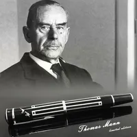 Canetas de gel de pérola pura para o grande escritor Thomas Mann Luxury Black and Silver Pattern Roller Ball Pen Writing Smooth Gift Recil PoU246U