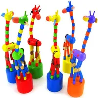Baby Education Toys Wooden Colorful Dancing Giraffe Aprendendo brinquedo 18 cm de altura Animais de madeira Decoration306L