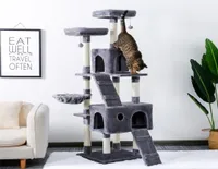 Albero di gatto multilivello da 180 cm per gatti con achimetri accoglienti telai di arrampicata gatto stabile gatto giocattoli gratta elimina grigio 2206146794817