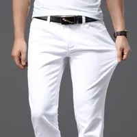 Mens jeans fratello Wang Men White Fashion Casual Classic Stile Slim Fit Trousers Brand Mash Brand Pants Advanced Stretch 221109