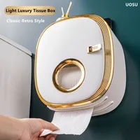 Tissue-Boxen Servietten Uosu Toilettenpapierhalter Wand montiert Licht Luxus wasserdichte Kunststoff Sanitärpagd Tissue Box Badezimmerzubehör 221108