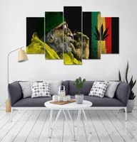 HD Printed Canvas Home Decor Wall Art Bilder 5 Stück Rauchwolke und Nationalflagge Gemälde Wohnzimmer poterno Frame493266
