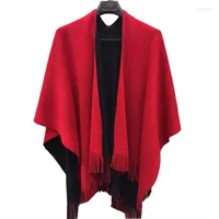Schals 2022 Mode stricken Tücher Doppelseite Farben Pashmina Pashmina Pullover Quaste Tassel Solid Cloak warme Frauen Winterschal Poncho