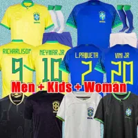 22 23サッカージャージーカミゼタデフフットボールブルーノG. 2022ブラジルラフィーニャコウチーニョサッカーシャツイエスヴィニJr。 Pele Brasil Maillots Women Kids Kit Men 4XL 553020 Jersey