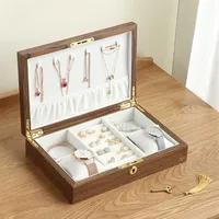 Casegrace stor trä smycken box arrangör presentfodral för kvinnor män örhängen titta på halsband ring smycken display lagring 211013298a