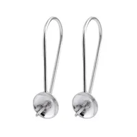 إعدادات المجوهرات غطاء بسيط مع PEG EARWIRES 925 Sterling Silver Ear Wire Hooks Pearl Mounts 5 Bairs264b
