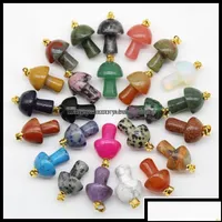 Charms Charms Jewelry Findings Components Mix Natural Stone Quartz Crystal Amethyst Agates Aventurine Mushroom Pendant For Diy Makin Otexz