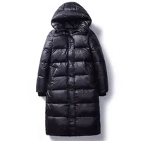 Kadınlar Down Parkas Kış Pamuk Ceket Giysileri Uzun İnce Kapşonlu Sıcak Katlar Kadın Siyah Paltolar V1162 221110