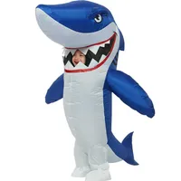 Inflatable Costume Full Body Shark Air Blow up Funny Fancy Dress Party Halloween Costume for Child Kids Q09103219