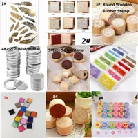Craft d'encre carton coloré caricature d'encre pour différents types de tampons tampons de tampons lavables à doigt tatouage en bois rond