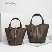 Herme Picotin Locks Bags Bag 2022 new fashion leather vegetable basket women's bag soft cow litchi pattern bucket handle mother Handbags Discount