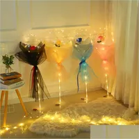 Other Festive Party Supplies Led Luminous Balloon Rose Bouquet Transparent Flashing Light Bobo Ball Birthday Party Decor Valentine Dhgvq