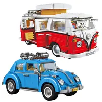 Creator Series T1 Camper Car Van VW Beetle Model Bouwstenen Compatibel 10220 Voertuig Bricks Toys Collection Adult Boys Gift X05032856