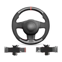 Non-slip Durable Black Suede PU Carbon Fiber Car Steering Wheel Cover Warp for Seat Leon FRCupra MK2 1P297t