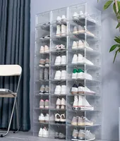 6PCS 투명한 신발 저장 상자 DER 컨테이너 신발 케이스 스토리지 박스 먼지 수분 증명 캐비닛 신발 벽 신발 랙 X08034986753