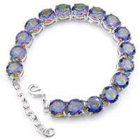 Fashion Tennis Bracelet Round 8 mm Multi-colour Natural Mystic Topaz Gemstone 925 Silve armbanden sieraden Liefhebbers223r